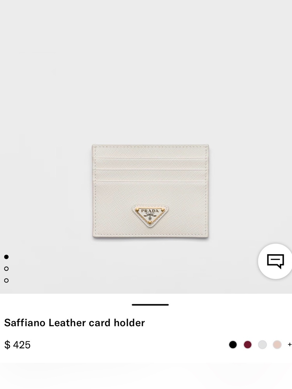 Prada Cream Saffiano Leather Card Holder with Gold Triangle Logo